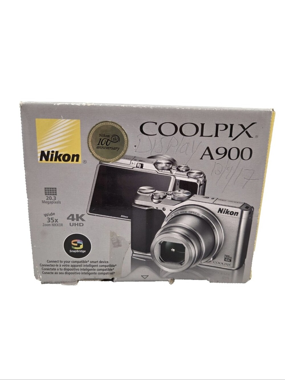 Nikon Coolpix A900 Digital Camera 20.3MP 35x Zoom Silver Open Box Display Model